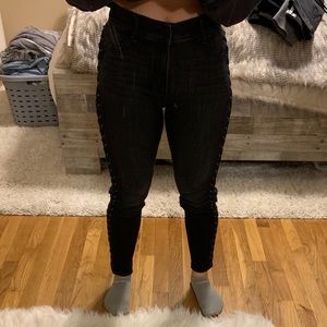 Express black jeans with side details